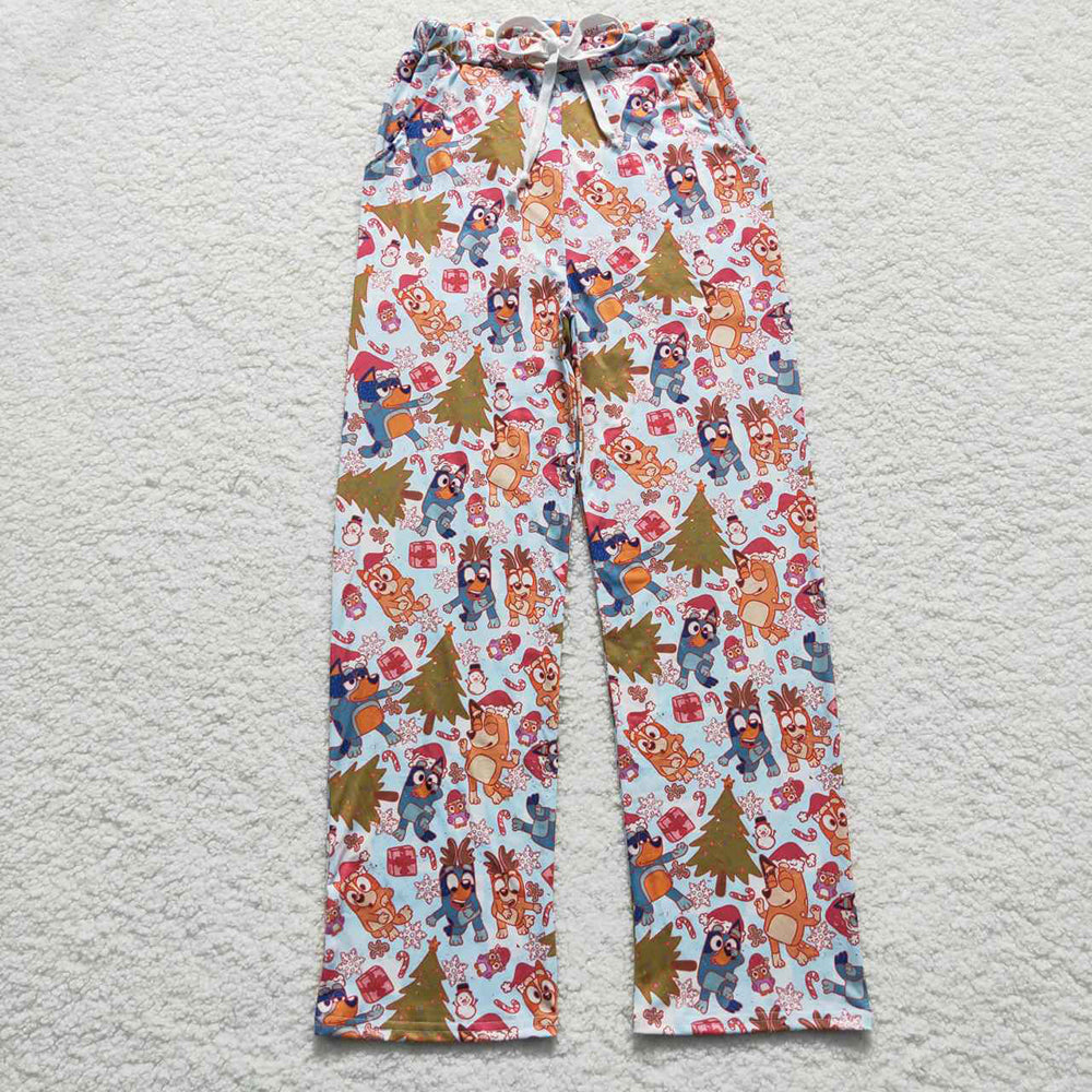 Sibling Adult Men Women Cartoon Green Faces Mouses Christmas Pajamas Flare Pants