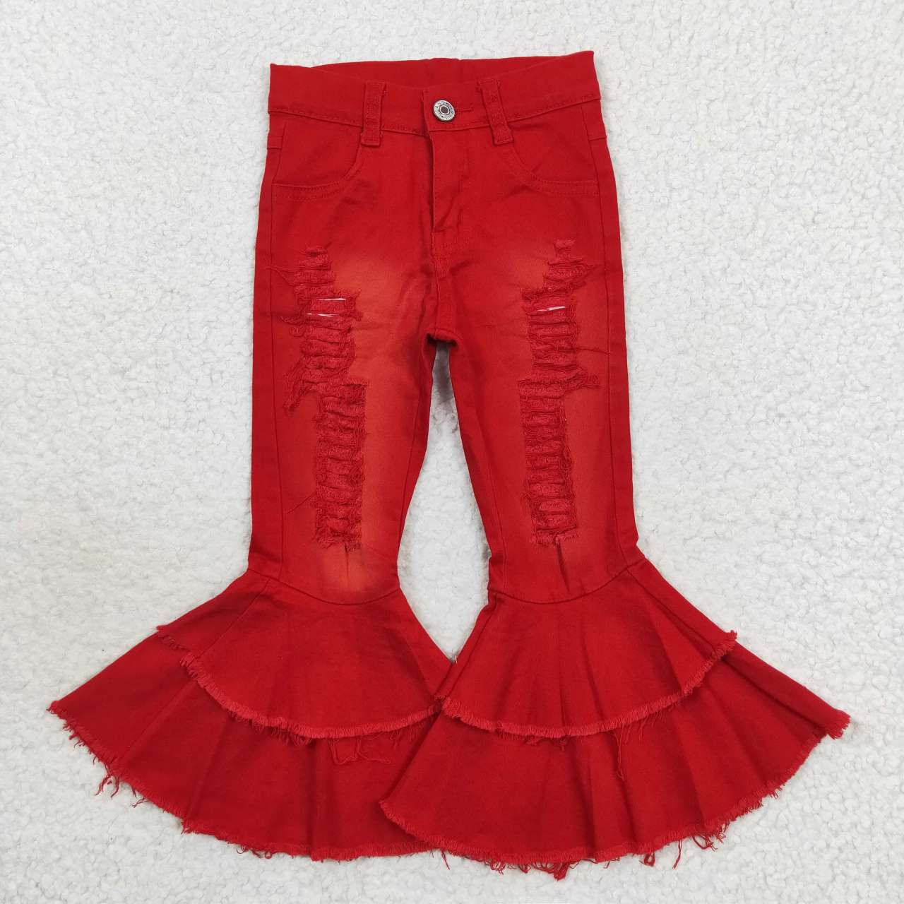 Sibling Baby Girls July 4th Bell Bottom Denim Pants Jeans