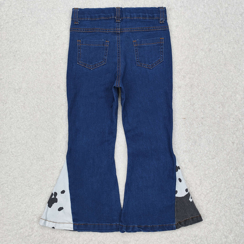 P0304  baby girl clothes navy cowhide bell bottom jeans