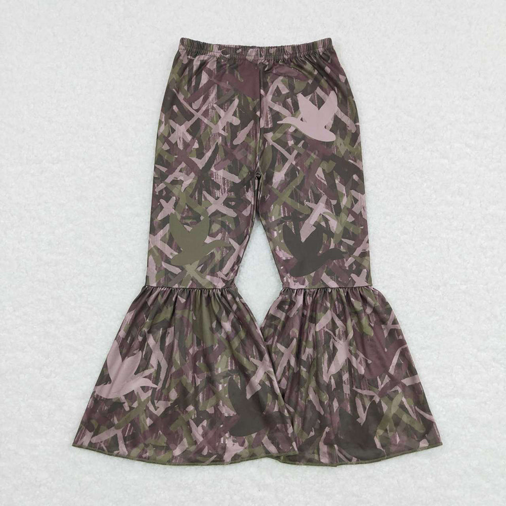 Sibling Baby Girls Hunting Duck Hooded Top Camo Bell Pants Clothes Sets