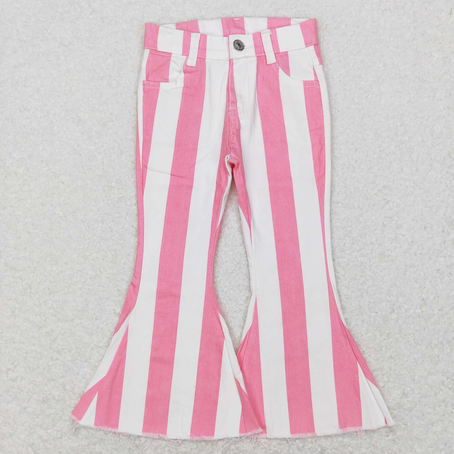 Sibling Baby Girls Colorful Stripes Bell Bottom Denim Jeans Pants