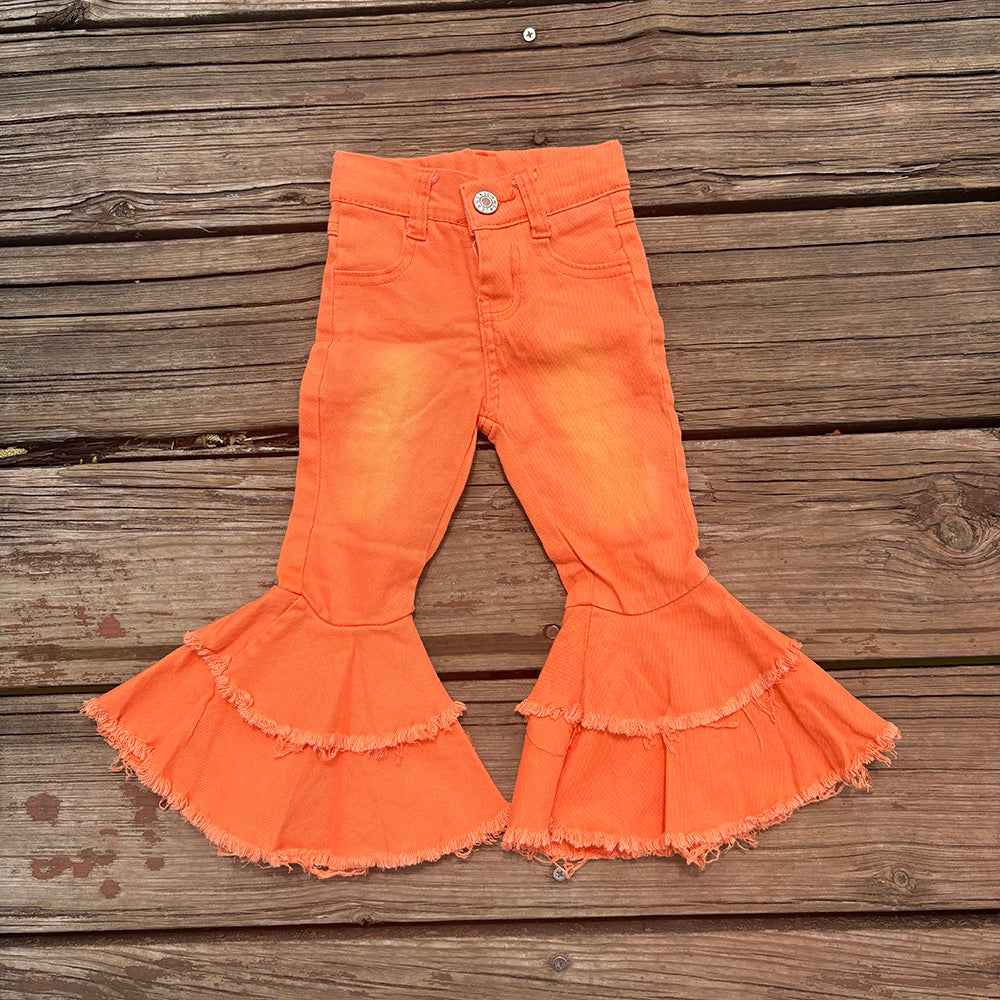 Baby girls western double ruffle jeans