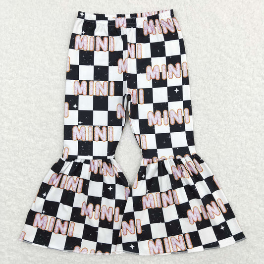 P0345 baby girl clothes balck plain bell bottom pant