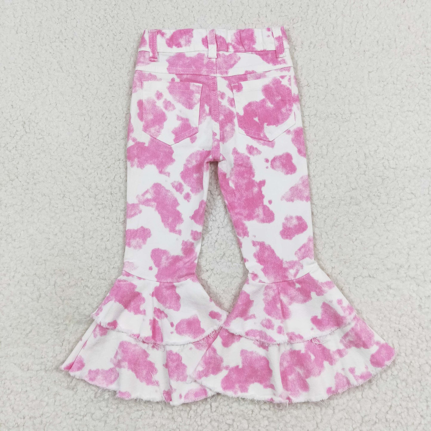 Sibling Baby Girls Leopard Camo Bell Bottom Denim Pants Jeans