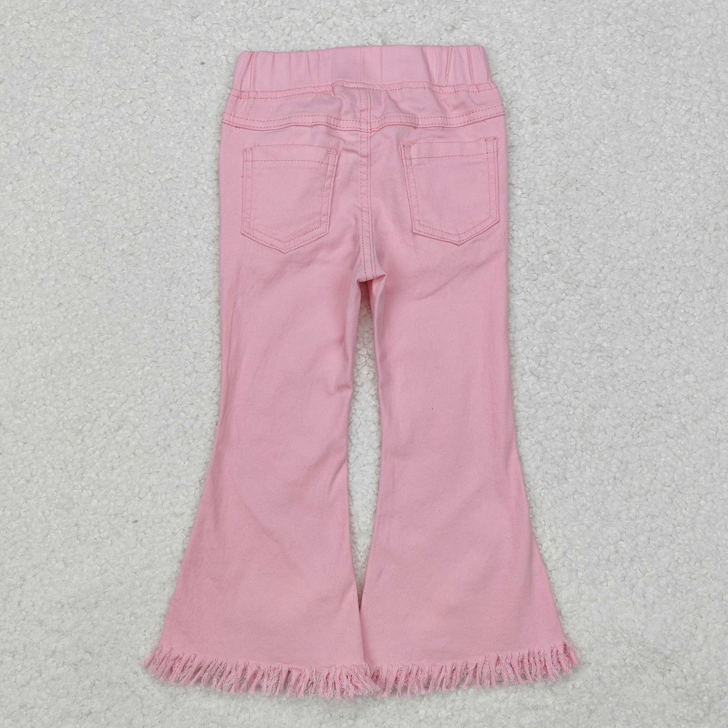 Sibling Baby Girls Hearts Flowers Bell Bottom Denim Pants Jeans