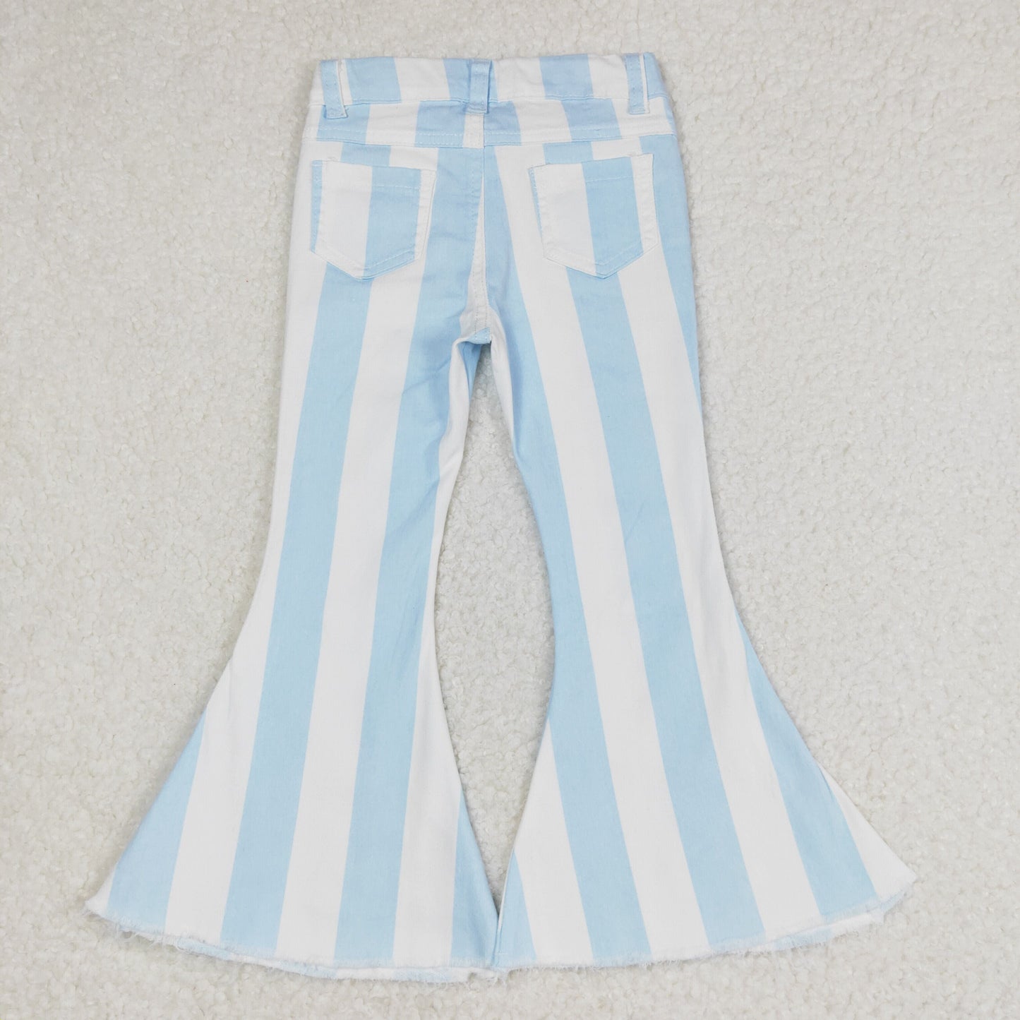 Sibling Baby Girls Colorful Stripes Bell Bottom Denim Jeans Pants