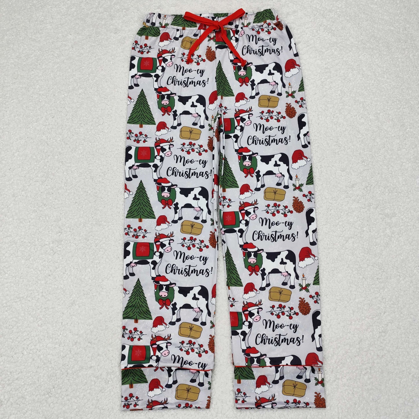 Family Sibling Hats Cows Trees Farm Merry Christmas Pajamas Sets Zipper Footie Rompers Women Pants