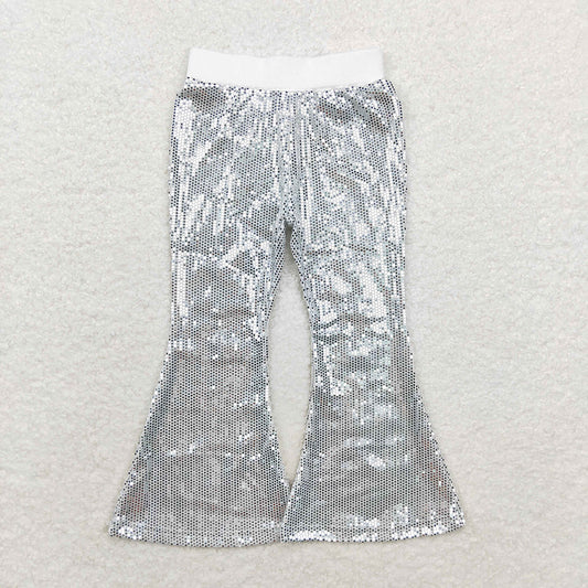 Baby girls silver sequin bell bottom pants P0496