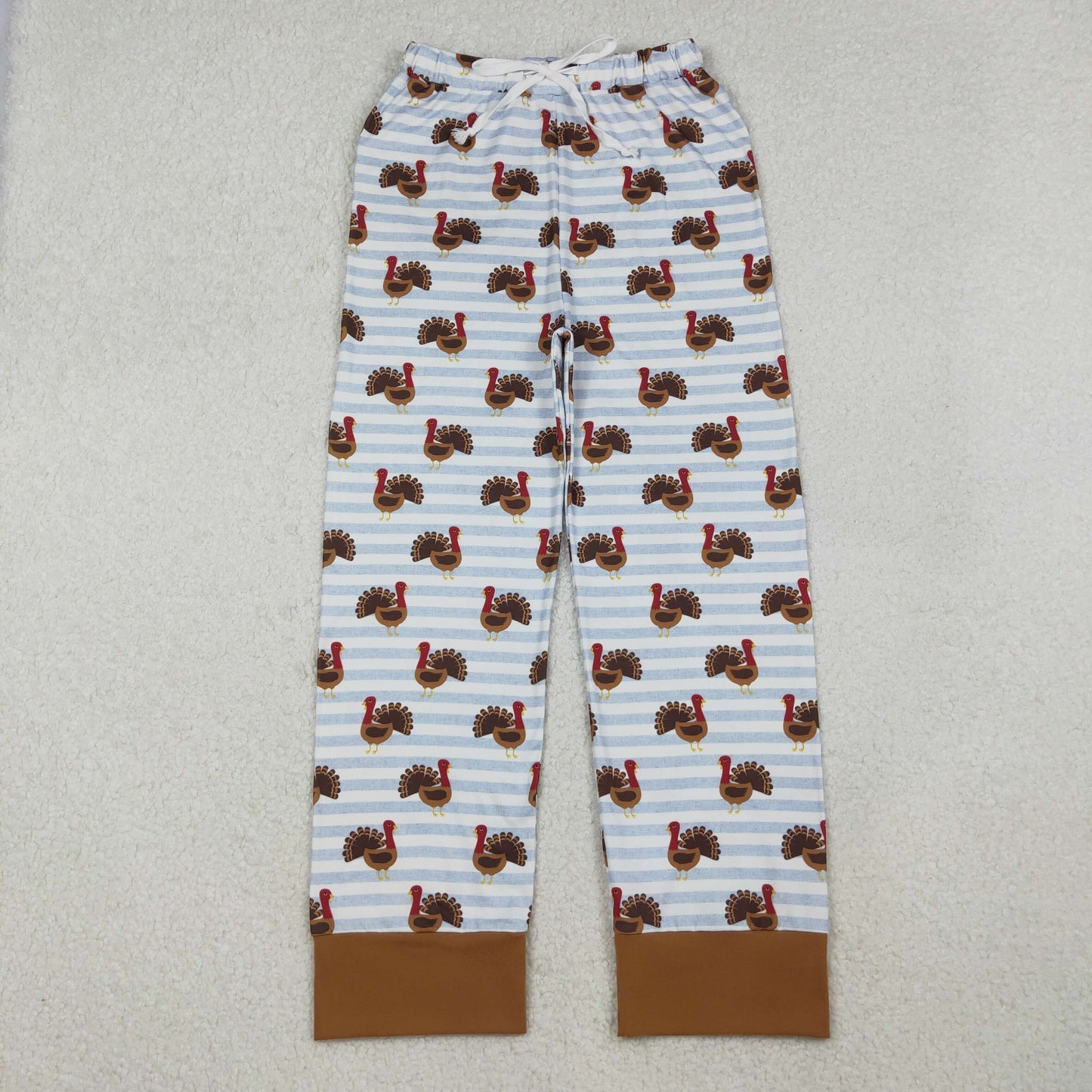 P0516 Adult Women Stripe Turkey Thanksgiving Pants Bottom