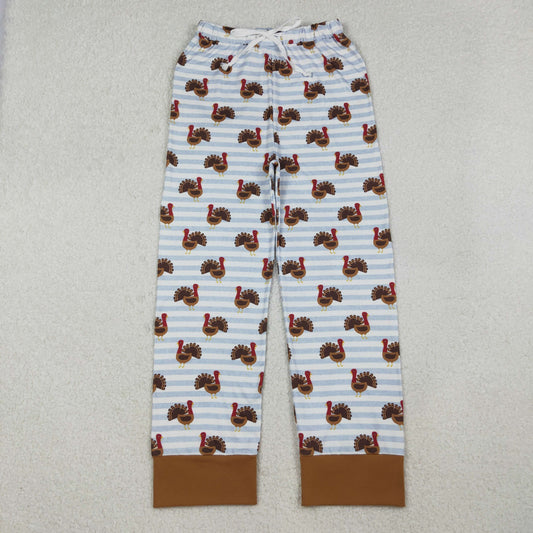 P0516 Adult Women Stripe Turkey Thanksgiving Pants Bottom
