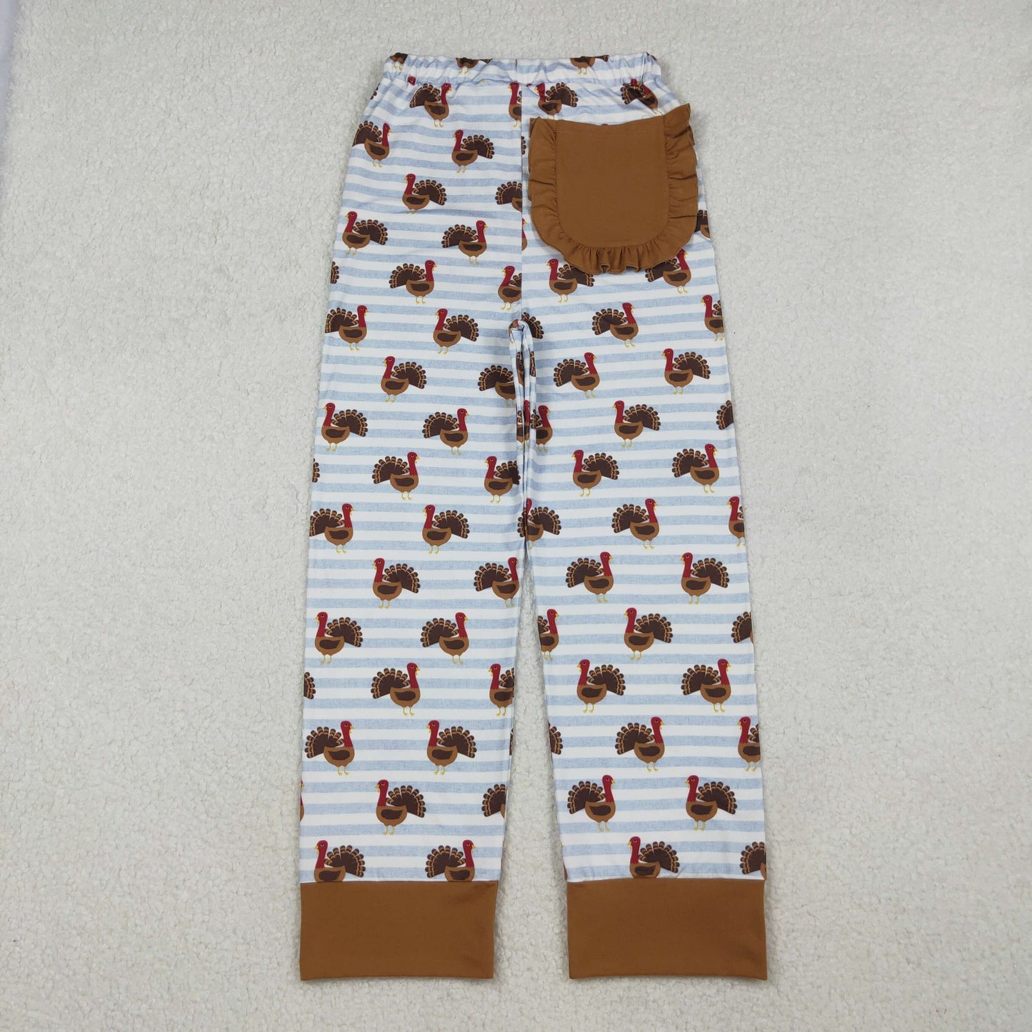 P0516 Adult Women Stripe Turkey Thanksgiving Pants Bottom