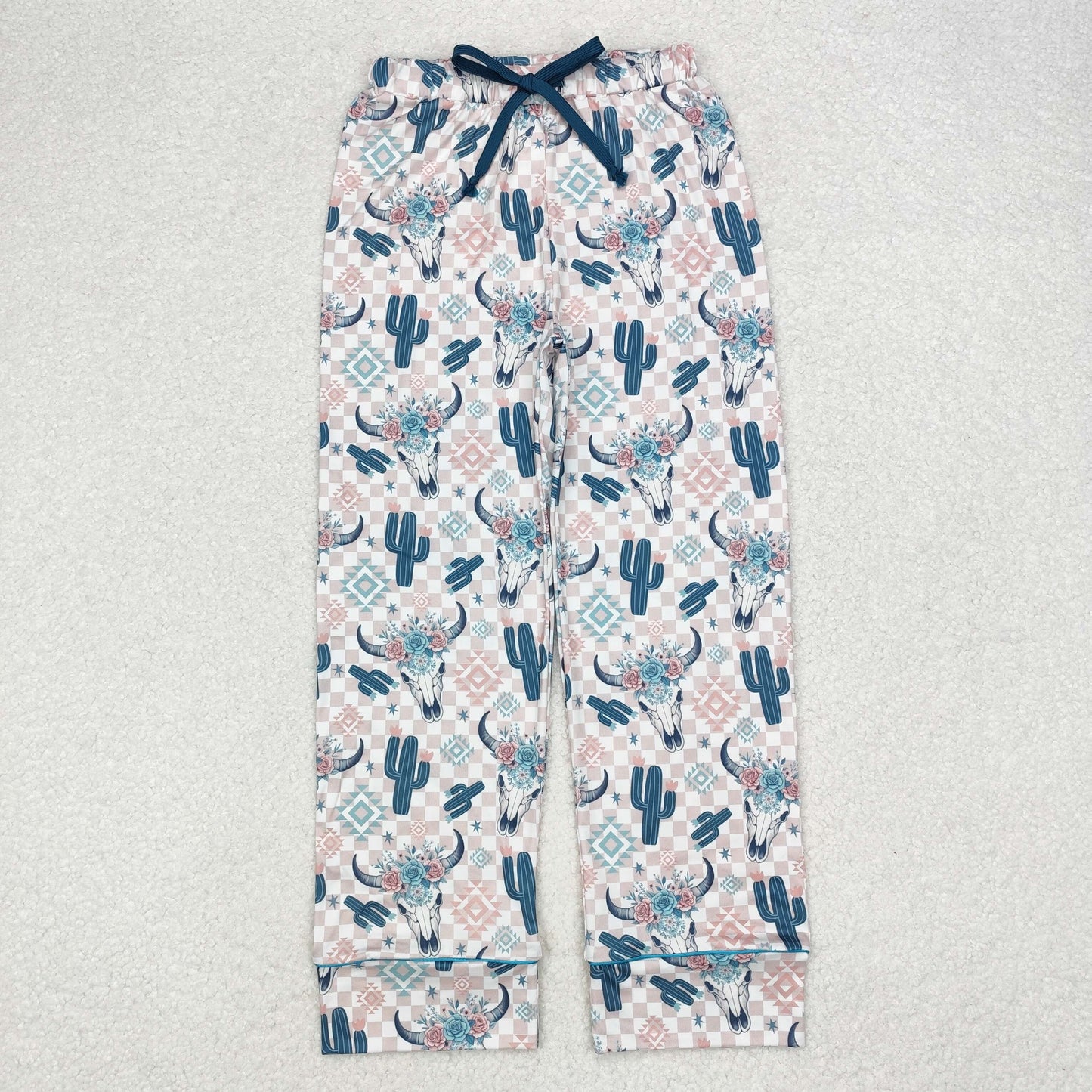 Sibling Adult Men Women Western Camo Bull Skulls Flowers Bell Bottom Flare Pants