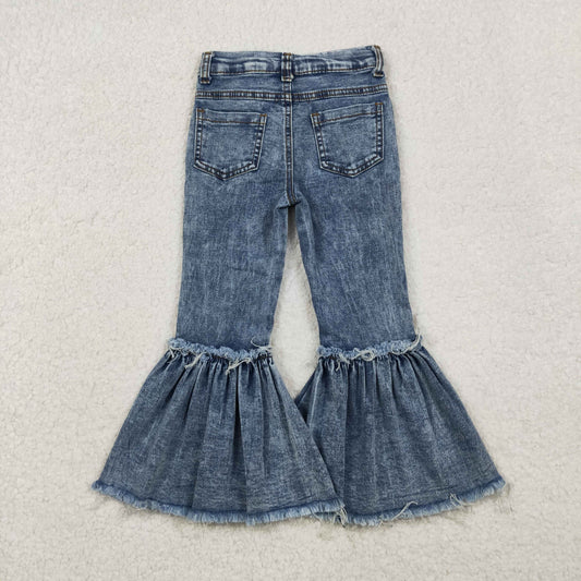 Western Cowgirls Light Blue Ruffle Bell Bottom Pants Jeans