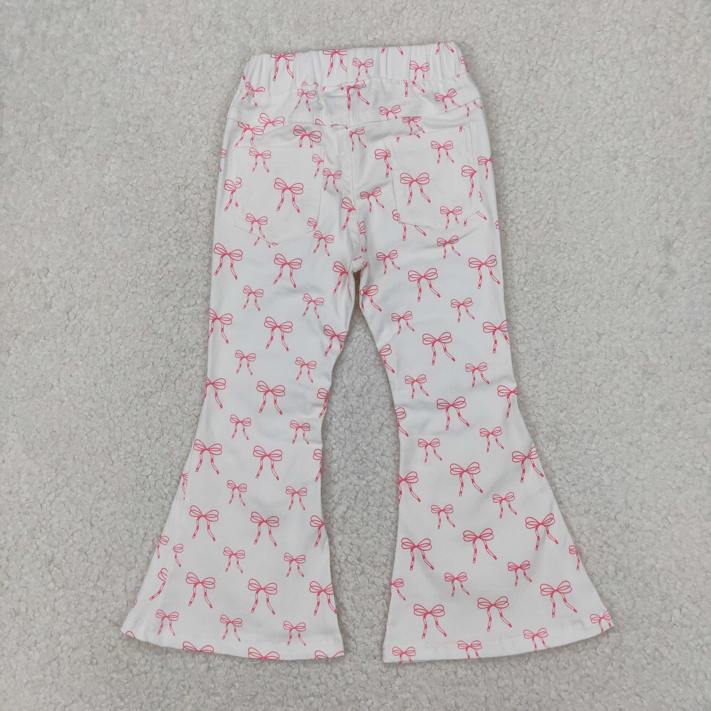 Sibling Baby Girls Hearts Flowers Bell Bottom Denim Pants Jeans