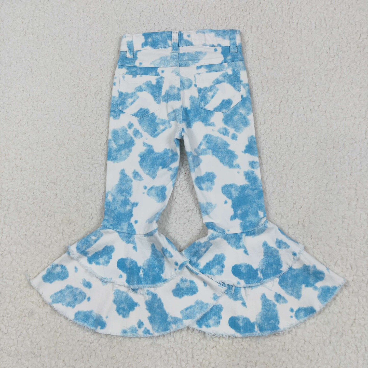 Sibling Baby Girls Leopard Camo Bell Bottom Denim Pants Jeans