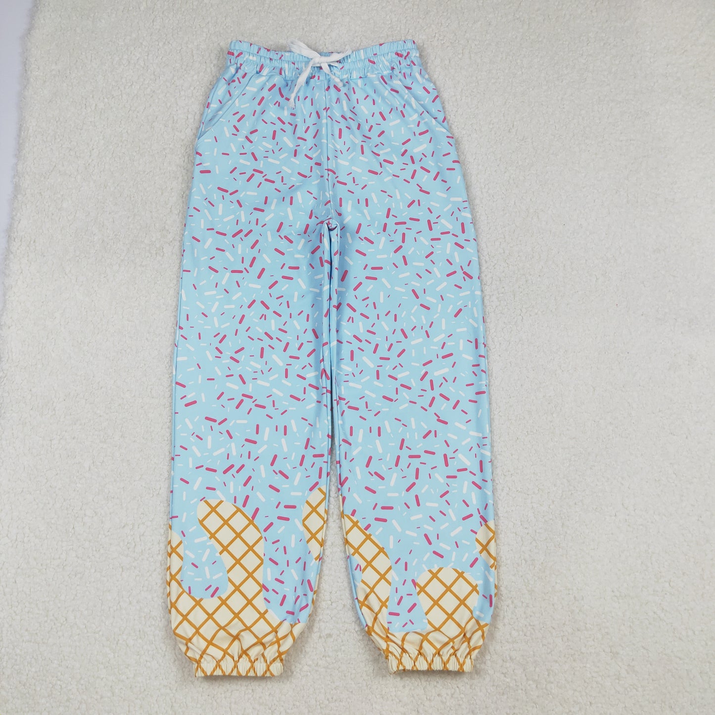 P0808 Adult Women Blue Sprinkles Drip Pockets Team Jogger Pants Bottom