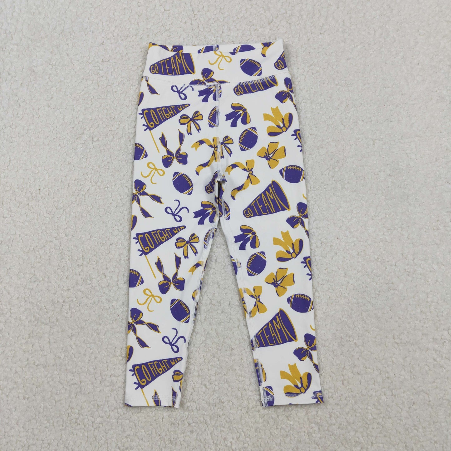 Sibling Baby Girls Bows Footballs Go Team Yoga Active Legging Pants Bottoms