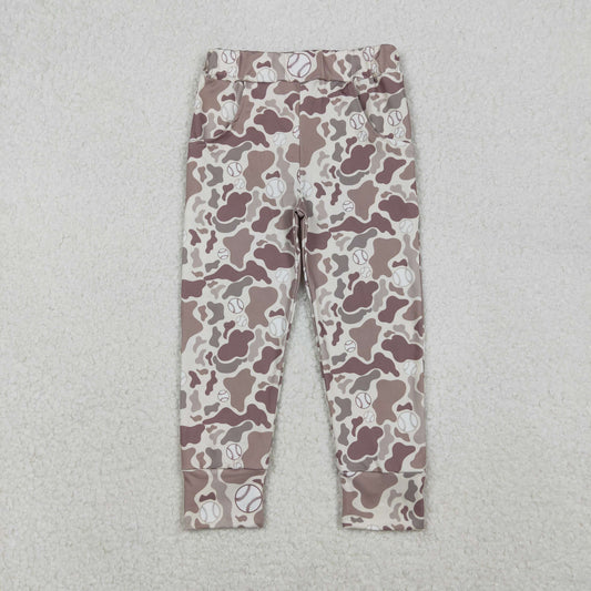 P0875 Baby Boys Khaki Camo Baseballs Pockets Hunting Leggings Pants Bootom