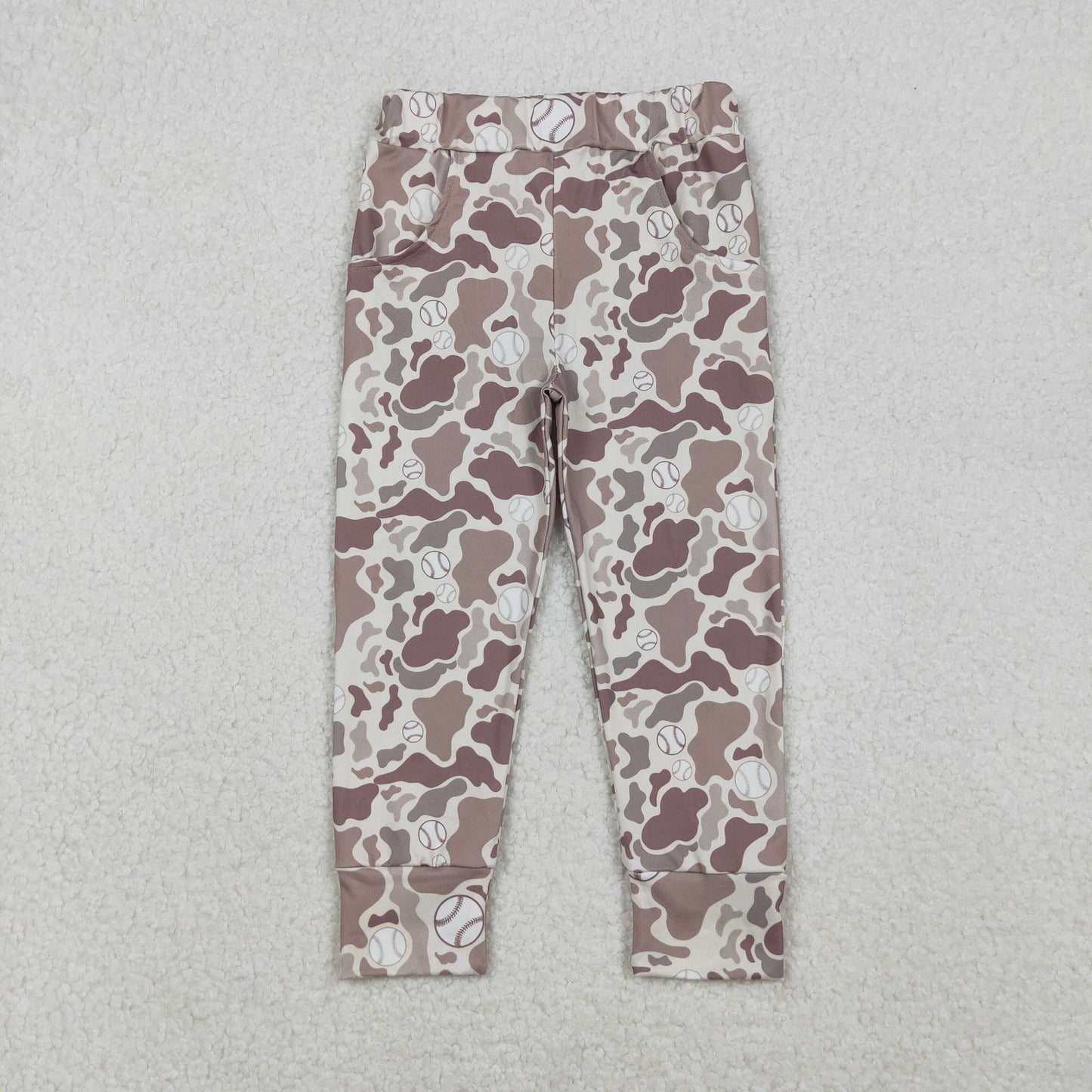 Sibling Baby Boys Khaki Camo Baseballs Pockets Team Legging Pants Shorts Bottom