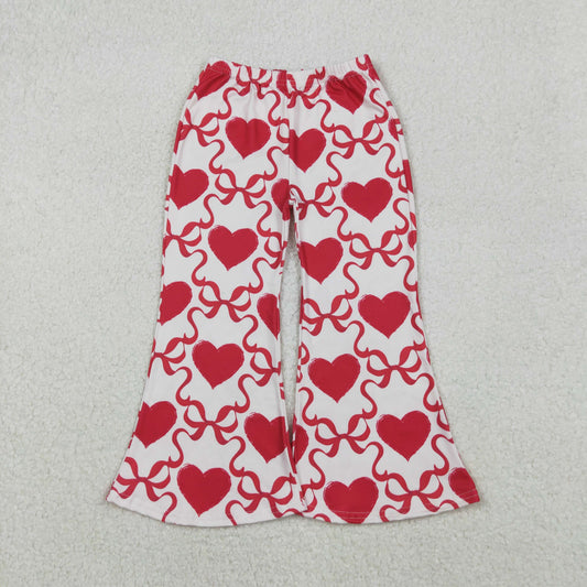 P0895 Baby Girls Red Bows Hearts Checked Valentine Flare Bottom Pants