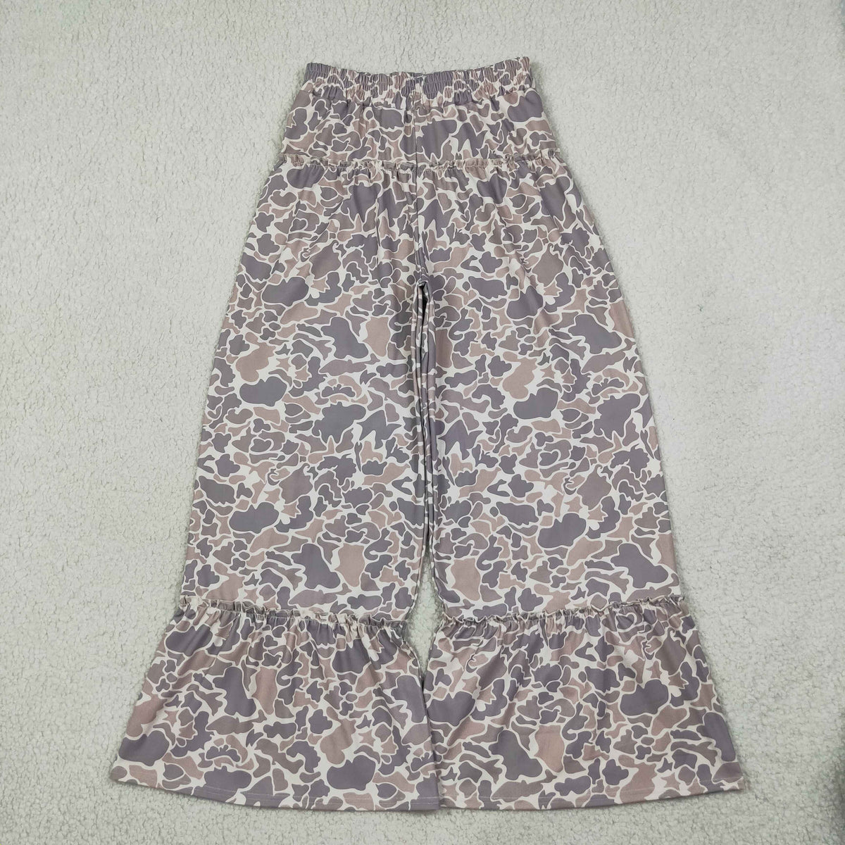 Mama and Me Girls Grey Khaki Camo Yoga Active Flare Ruffle Pants Bottom