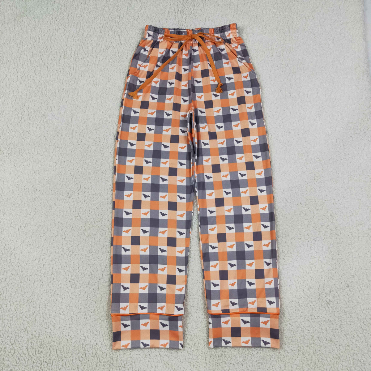 Family Sibling Bats Checked Women Girls Halloween Pajamas Sets Ruffle Dress Pant Blanked
