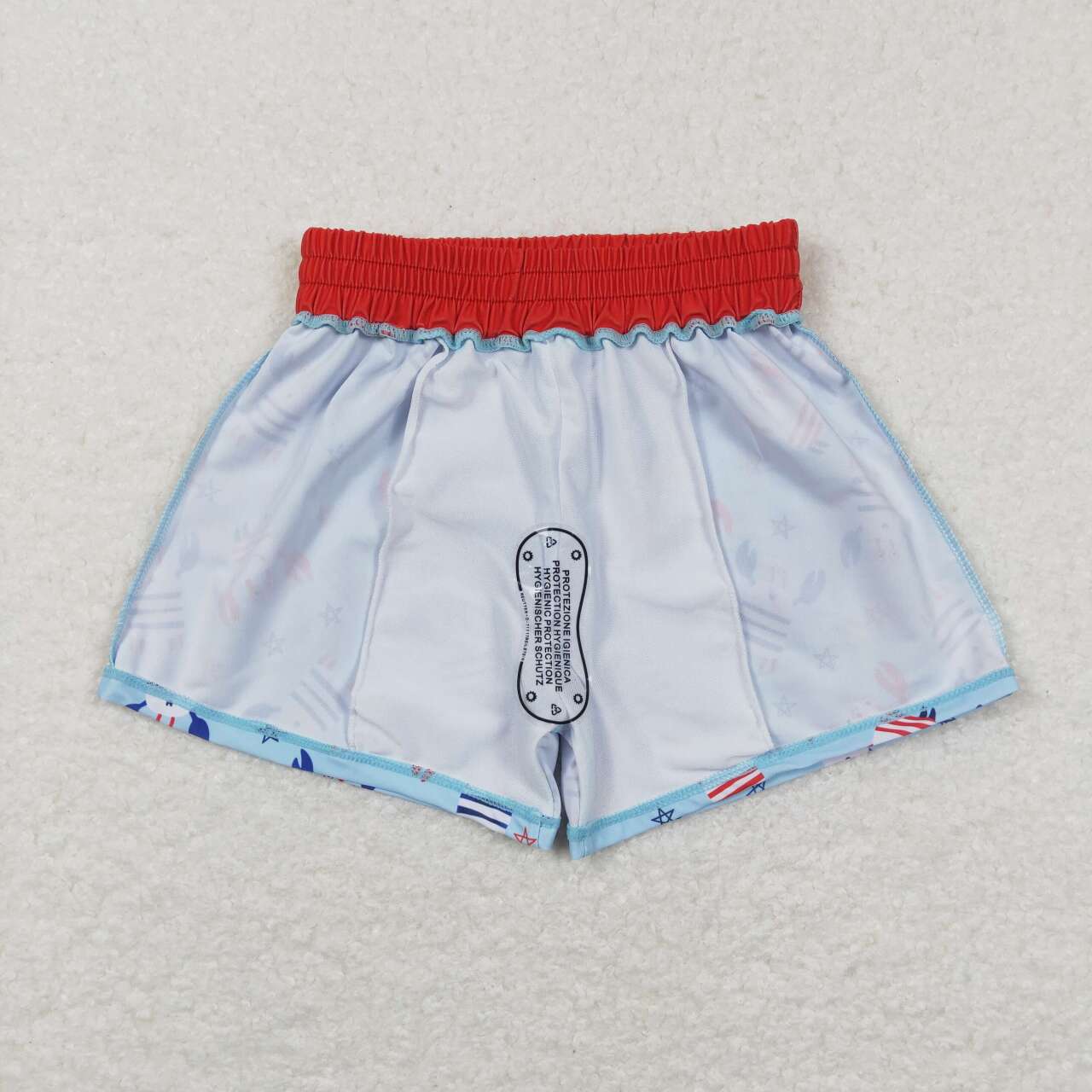 S0187  boys crab pentagram lace blue summer swimming trunks