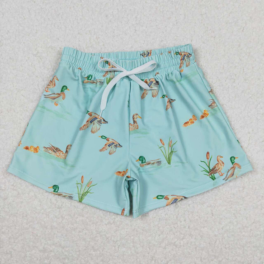 S0266  boys blue mallard ducks summer swim shorts