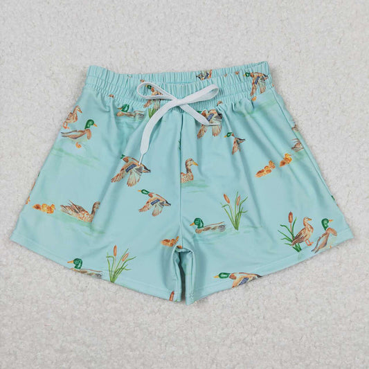 S0266  boys blue mallard ducks summer swim shorts