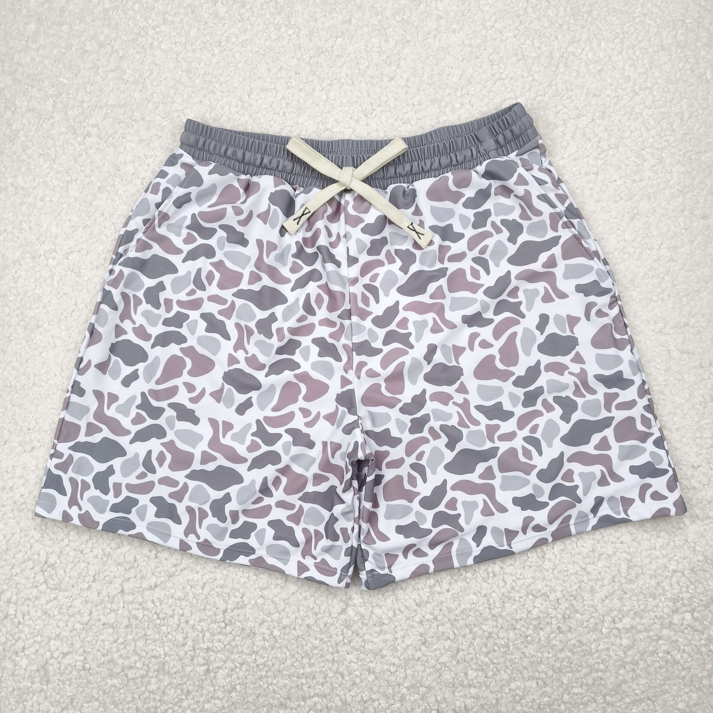 Family Adult Baby Kids Southern Light Grey Camo Beach Wear Trunks Swimsuits