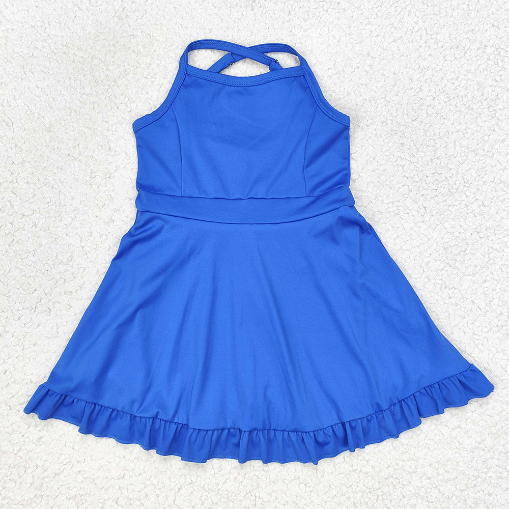 S0445   baby girl clothes royal blue girl summer athletic yoga wear