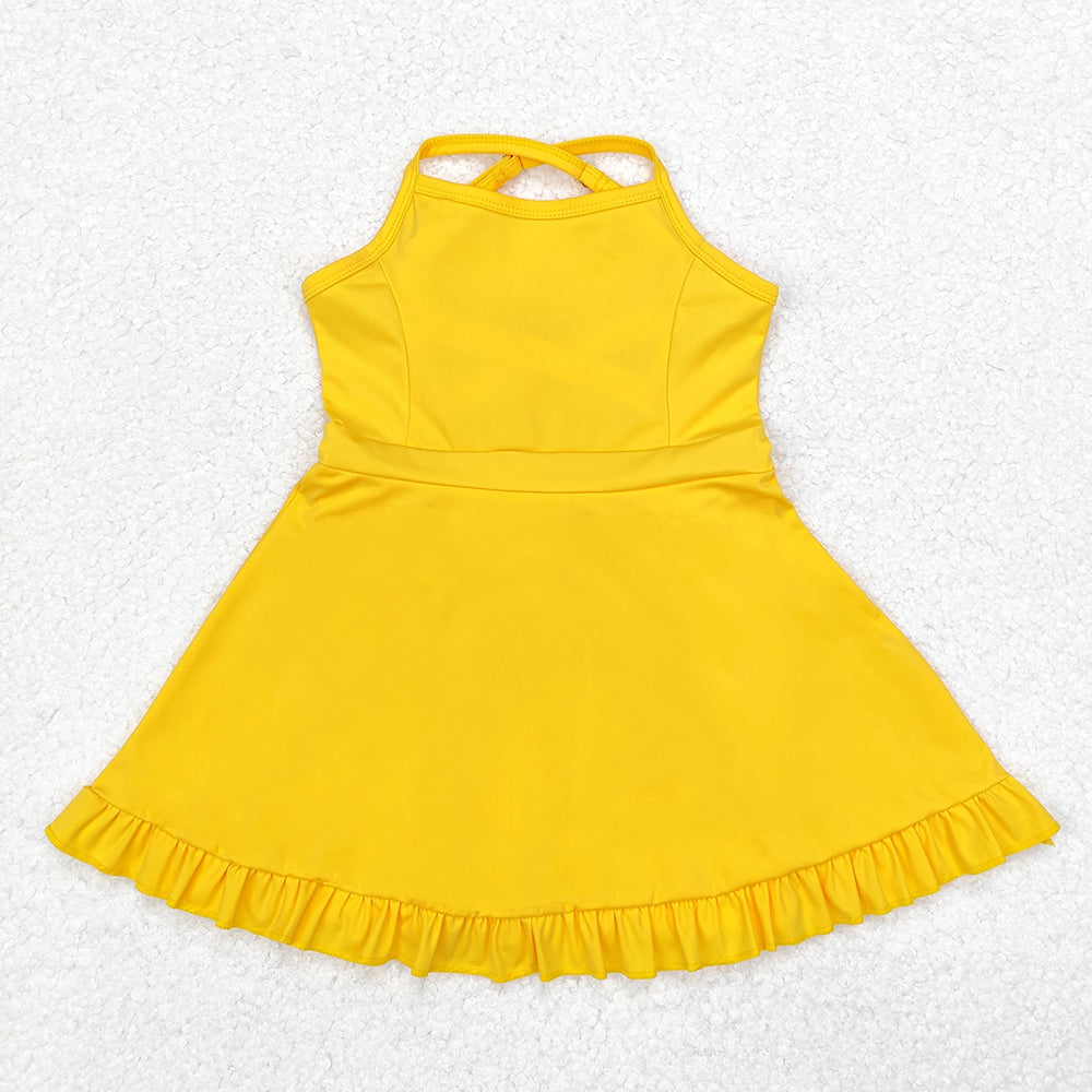 S0455   baby girl clothes yellow girl summer athletic yoga wear