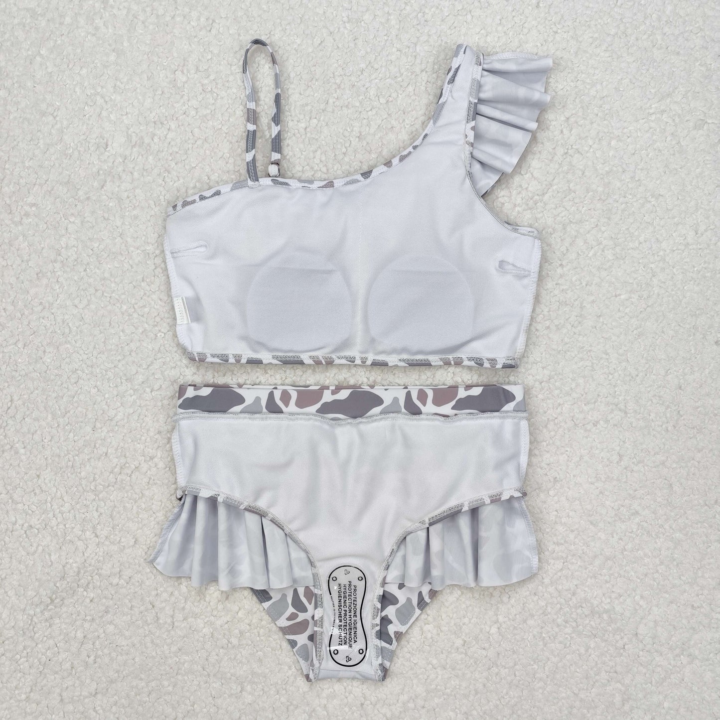 Sibling Baby Girls Strap Western Camo Print Ruffle Swimsuits