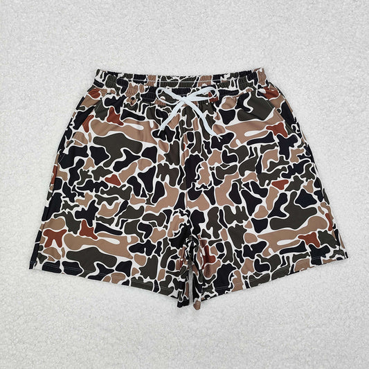 Adult Men dark brown camouflage Trunks Swimsuits S0478