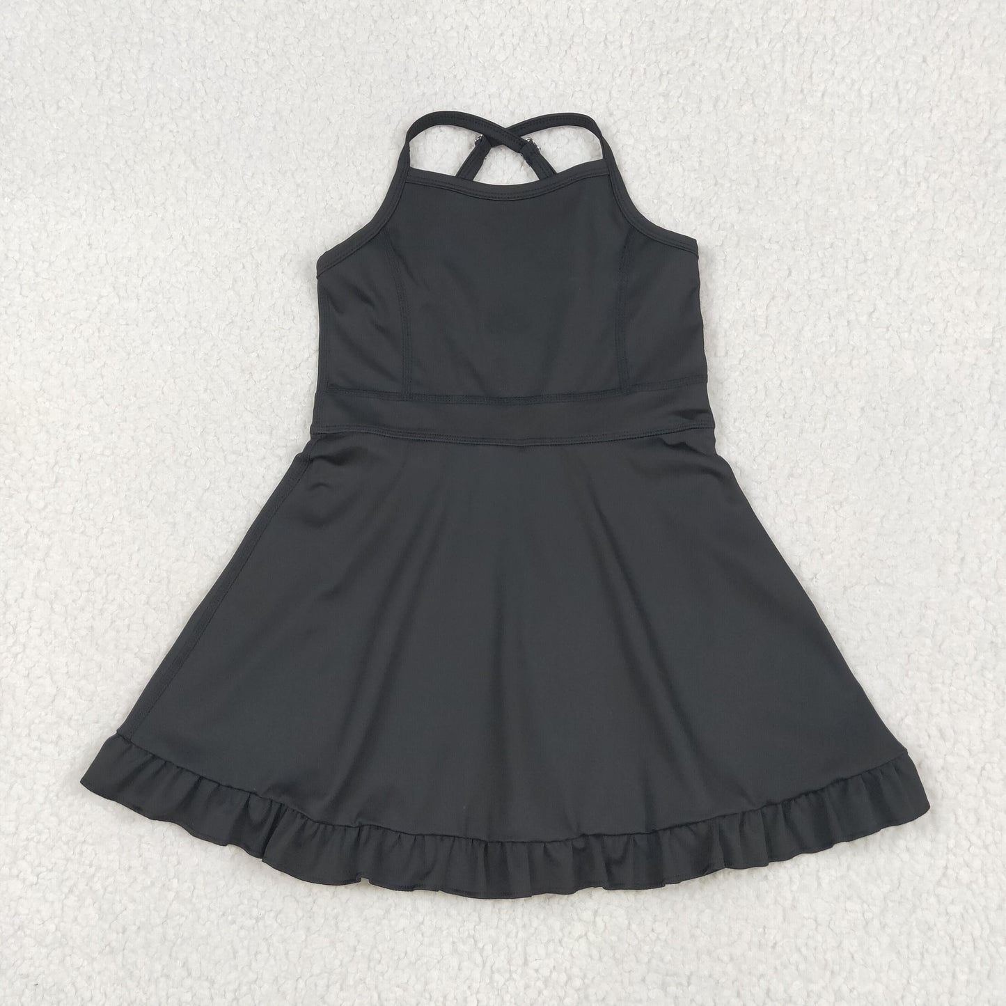 Sibling Baby Girls Strap Knit Knee Length Short Yoga Active Wear Athletic Dresses