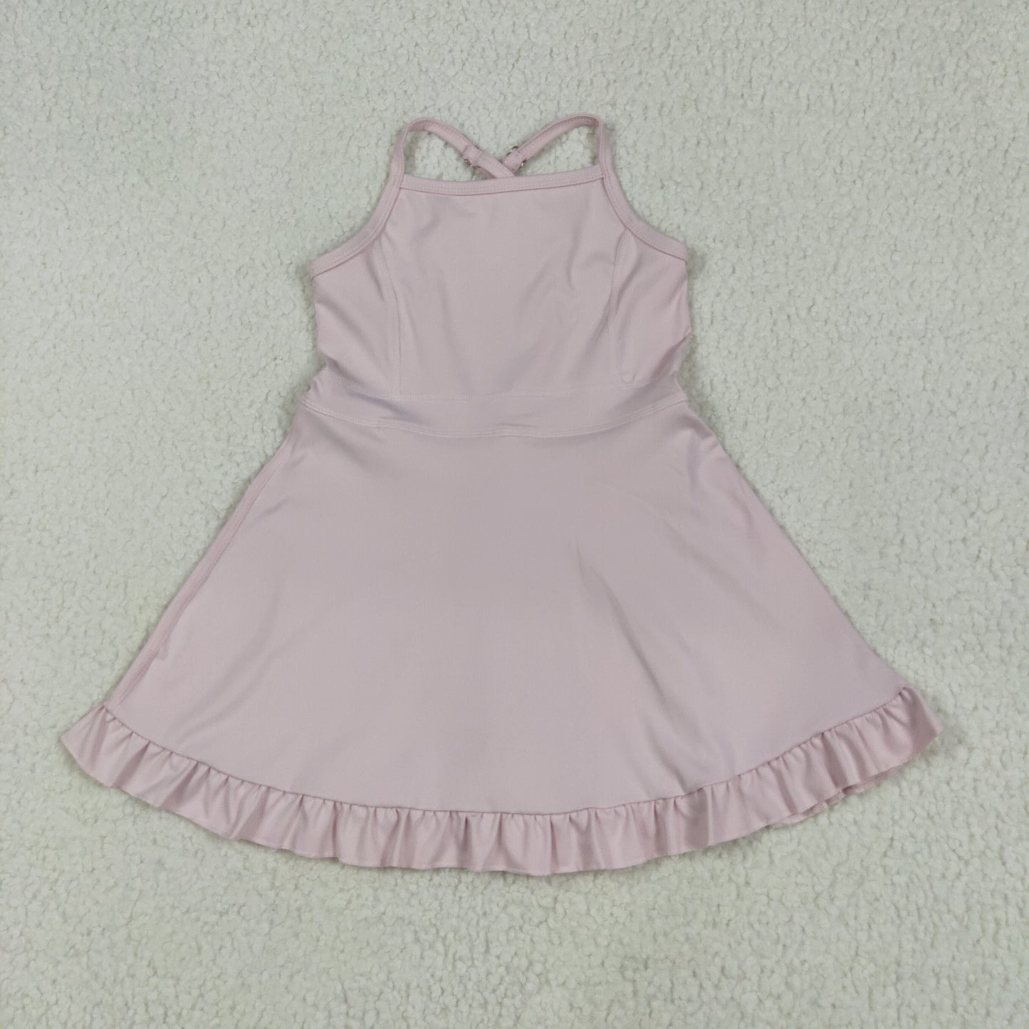 Sibling Baby Girls Strap Knit Knee Length Short Yoga Active Wear Athletic Dresses