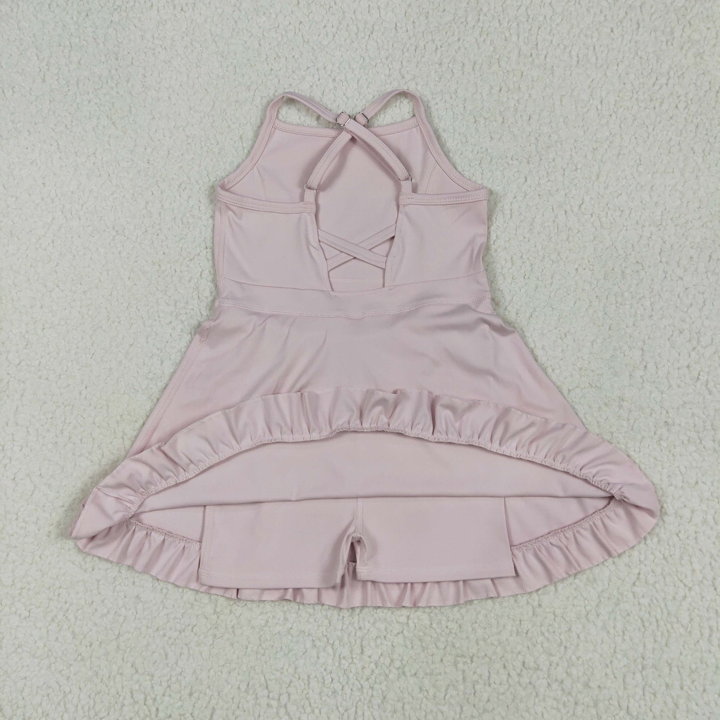 Sibling Baby Girls Strap Knit Knee Length Short Yoga Active Wear Athletic Dresses