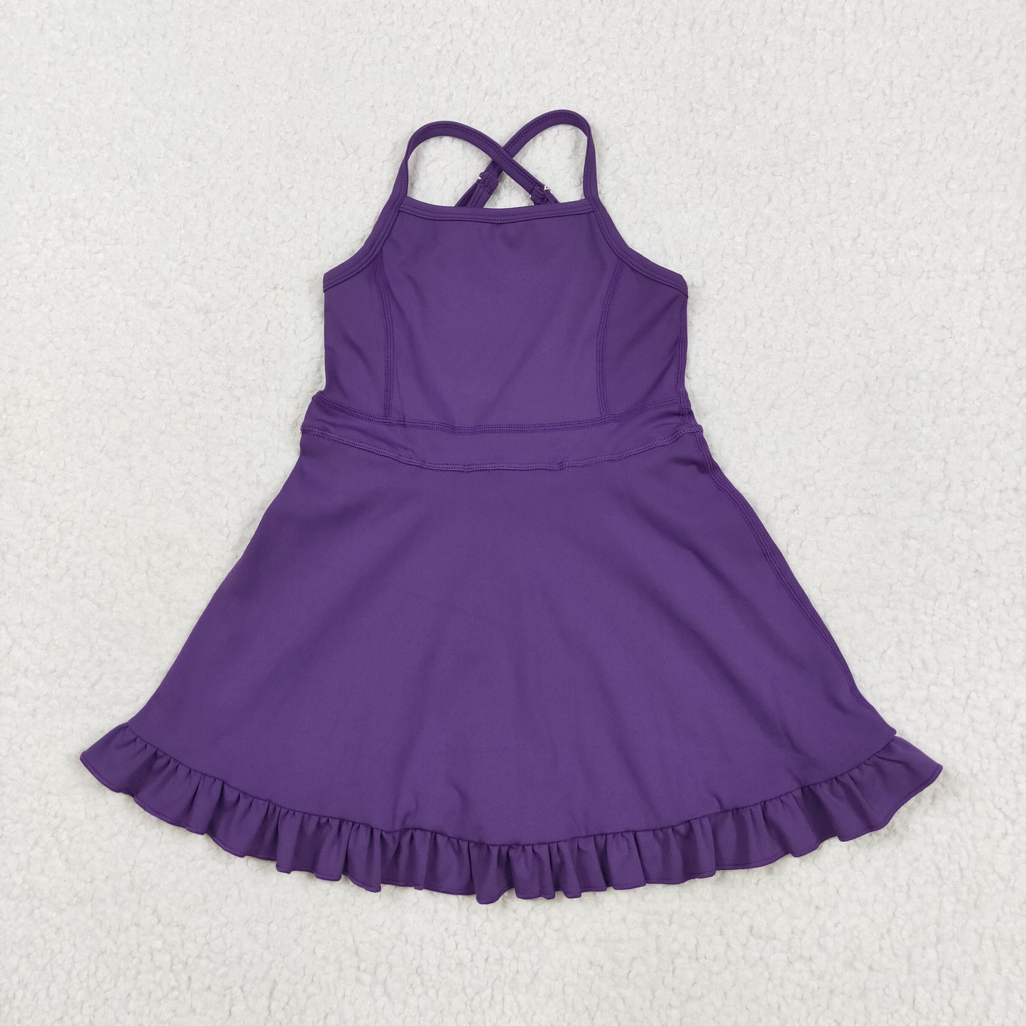 Sibling Baby Girls Strap Knit Knee Length Short Yoga Active Wear Athletic Dresses