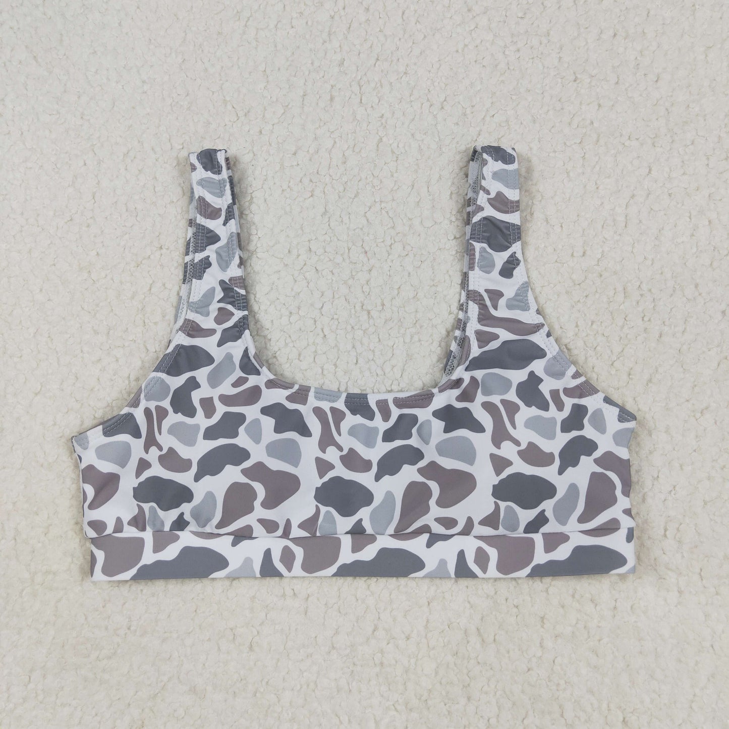 S0556 Adult Women Southern Light Grey Camo Swimming Bra Tops