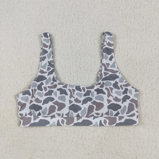 S0556 Adult Women Southern Light Grey Camo Swimming Bra Tops