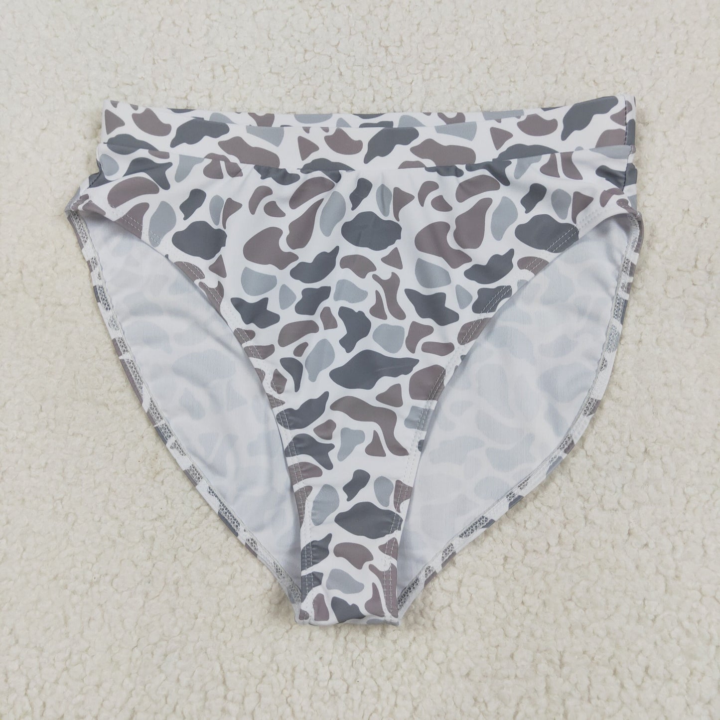 S0557 Adult Women Southern Light Grey Camo Swimming Bummies Shorts Bottom