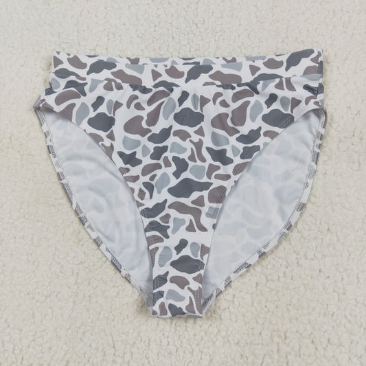S0557 Adult Women Southern Light Grey Camo Swimming Bummies Shorts Bottom