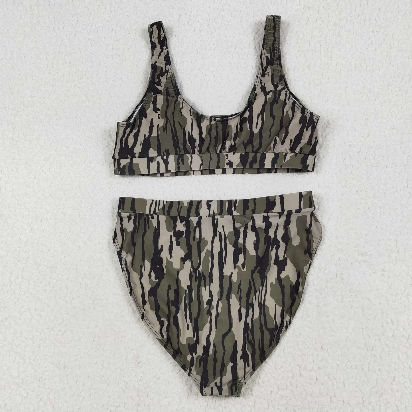 S0562 Adult Women Southern Olive Camo Bra Top Bummies Short Swimsuits