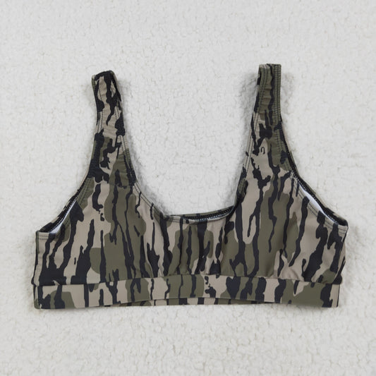S0563 Adult Women Southern Olive Camo Swimming Bra Tops