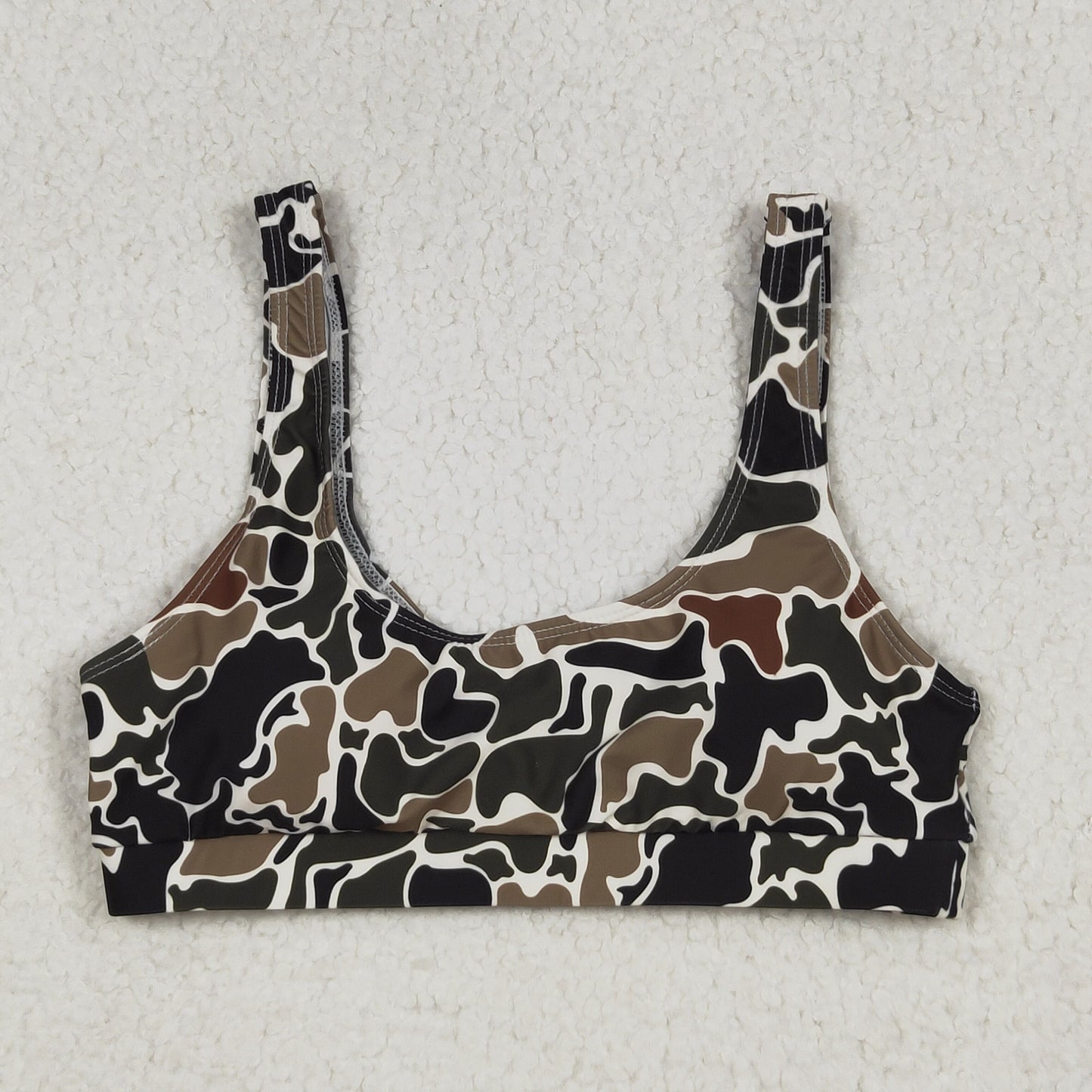S0566 Adult Women Southern Dark Brown Camo Swimming Bra Tops