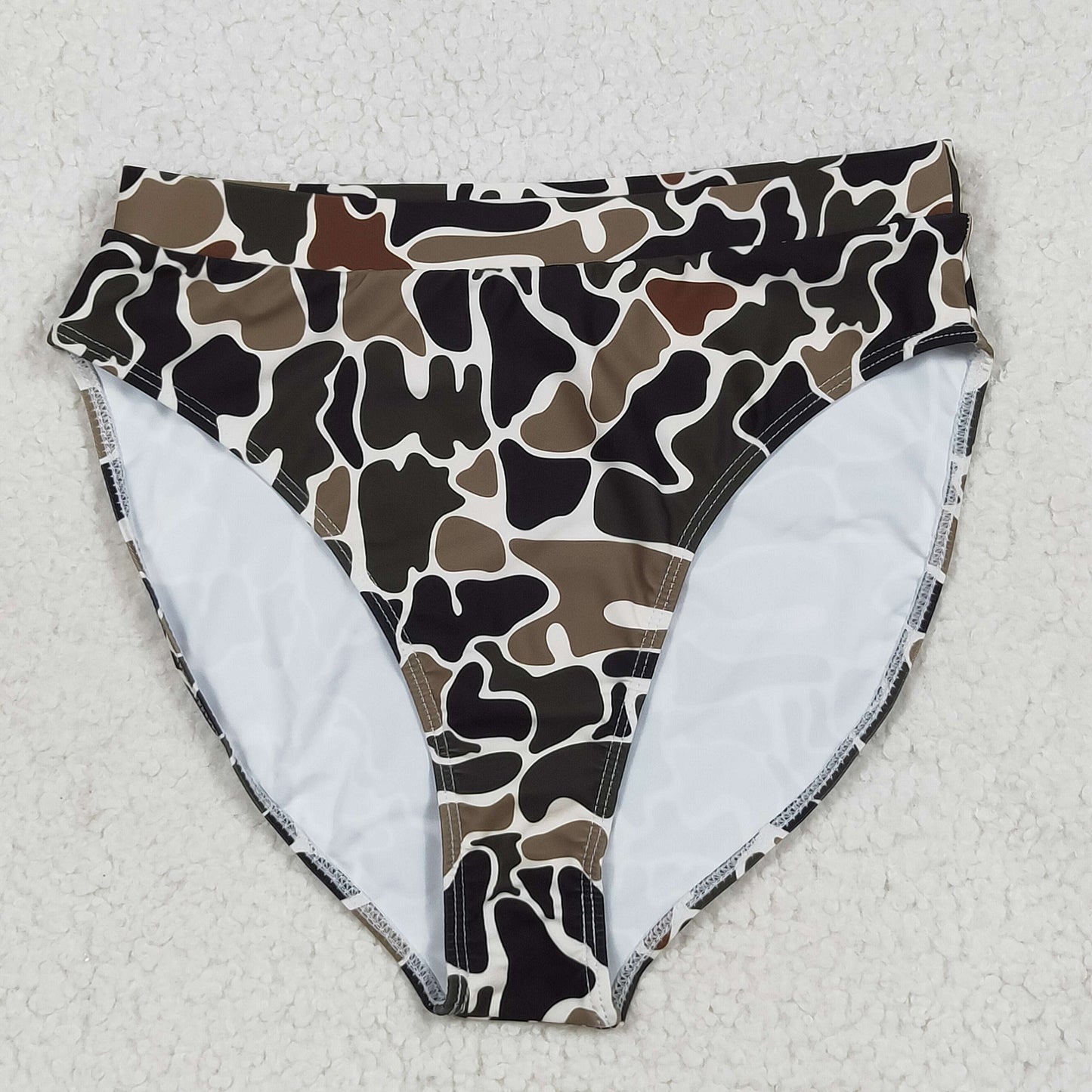 S0567 Adult Women Southern Dark Brown Camo Swimming Bummies Shorts Bottom