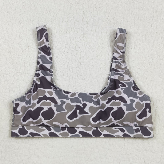 S0573 Adult Women Southern Grey Camo Swimming Bra Tops