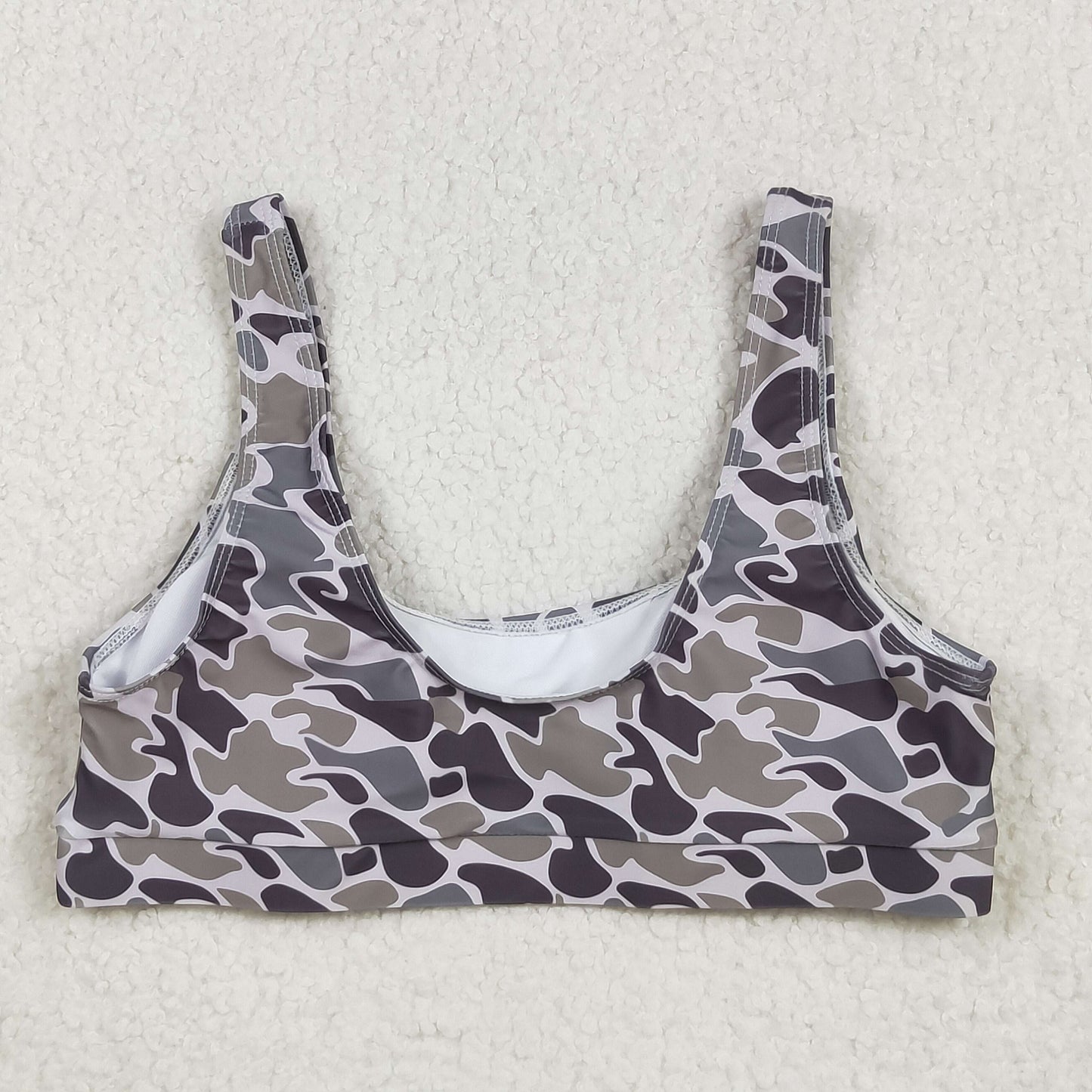 S0573 Adult Women Southern Grey Camo Swimming Bra Tops
