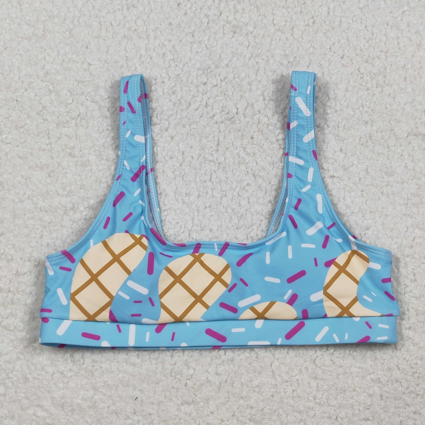 S0575 Adult Women Blue Drip Sprinkles Team Swimming Bra Tops