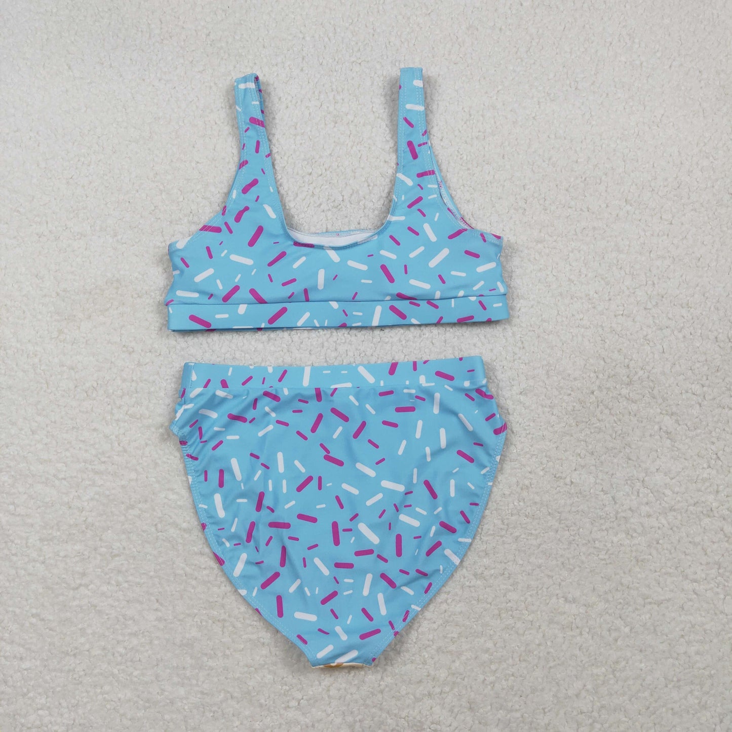 S0577 Adult Women Blue Drip Sprinkles Bra Top Bummies Short Team Swimsuits